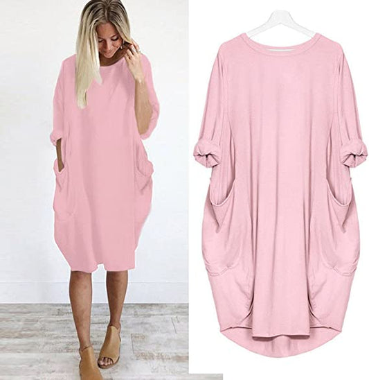 Robe décontractée à manches longues avec poches amples pour femmes