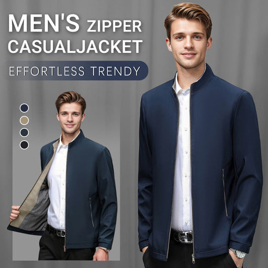 🔥🔥Veste décontractée à col montant et fermeture éclair pour hommes(30% OFF)