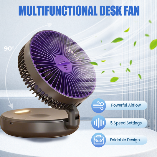 Ventilateur de Bureau Multifonction avec 5 Vitesses Réglables