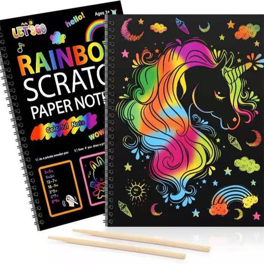 🌈【ACHETEZ 2, OFFREZ 1】Carnet Créatif d'Art à Gratter Arc-en-Ciel - Réveillez l'Artiste en Vous ! Kit Complet avec Modèles et Stylets - Idéal pour Déstresser, Cadeau Créatif pour Enfants et Adultes ✨