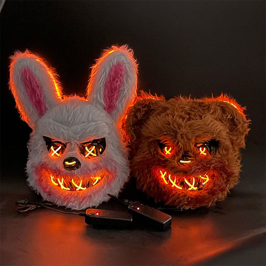 Masque d’Halloween Effrayant en Peluche – Lapin ou Ours Ensanglanté