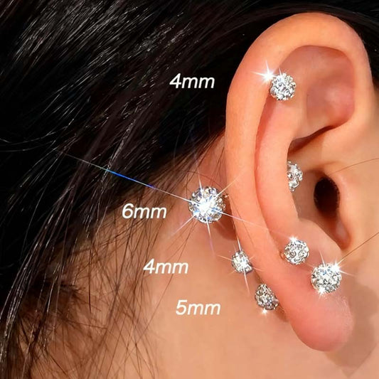 Boucles d'oreilles à clous en strass scintillants pour femmes