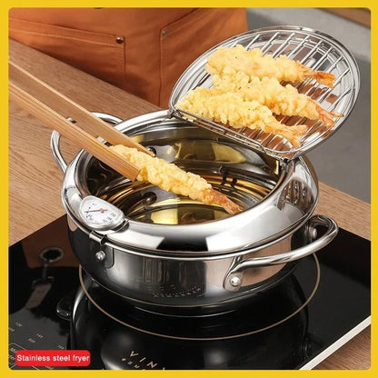 🍳 Friteuse à contrôle de température – Fini les frites trop cuites ou froides – Corps profond, thermomètre intégré, support de vidange – Idéal pour friture maison 🍟