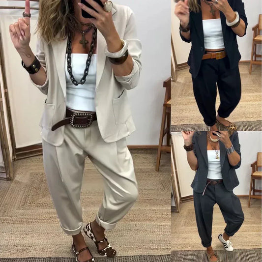 💎 60% DE RÉDUCTION – TEMPS LIMITÉ ! 💎 Ensemble Veste à Col & Pantalon pour Femme – Coupe Cintrée, Tissu Doux & Look Professionnel Élégant 👖✨