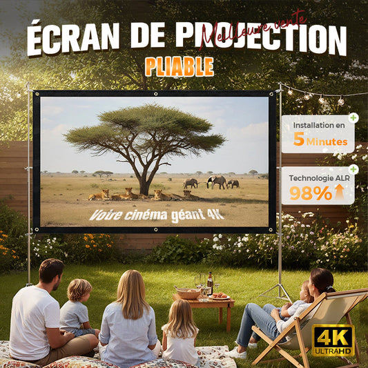 🔥 49% DE RÉDUCTION ! ✨ Écran Projection Portable Extérieur - Pliable et Réglable, Qualité 4K, Soirée Cinéma en Plein Air 🎬🌌