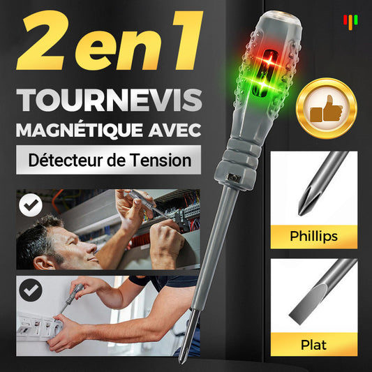 🔧 50 % de réduction ! ✨ Tournevis magnétique 2 en 1 - Détecteur de tension intégré 🛠️⚡