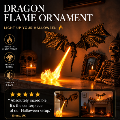 🐉🔥 Décoration flamme de dragon – Un incontournable de votre déco d’Halloween, l’effet flamme réaliste qui transforme votre entrée ou votre salon en repaire fantastique, pour une fête mémorable 🎃🌙