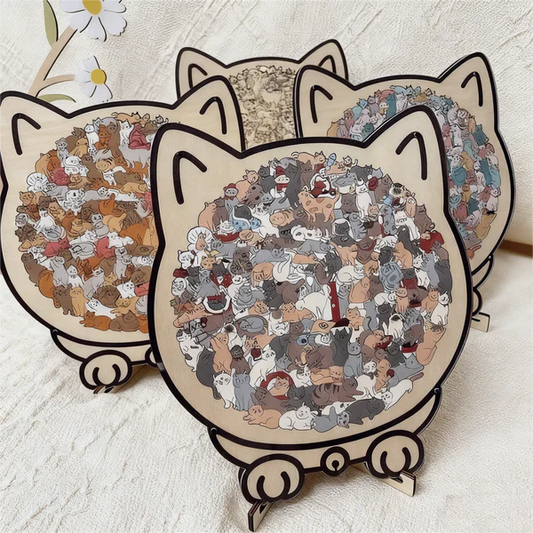 🎅Soldes de Noël 46 % de réduction🐱Puzzle en bois représentant un chat aux couleurs Morandi, 135 pièces🎁