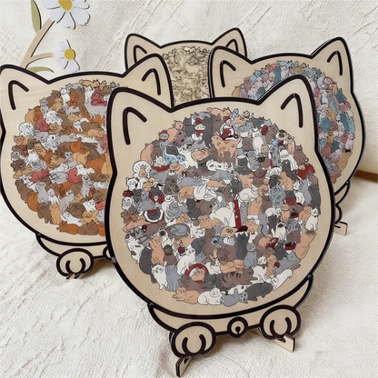 🎅Soldes de Noël 46 % de réduction🐱Puzzle en bois représentant un chat aux couleurs Morandi, 135 pièces🎁
