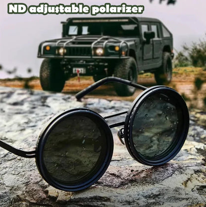 Lunettes de Soleil Rondes Polarisées à Teinte Réglable