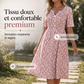 🌸 -50% | Robe décontractée à col V pour femme – Imprimé tendance avec poches👗