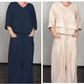 💎 Ensemble 2 pièces en coton-lin à ourlet irrégulier – haut à encolure en V + pantalon large, respirant et naturellement élégant 🍂👚