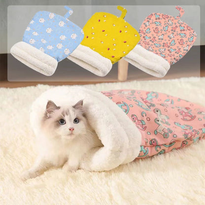 📢 50% de Réduction – Nid Douillet pour Chat et Chien en Peluche Ultra-Douce, Panier Semi-Fermé Chaleur 360° Lavable en Machine