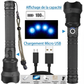 Lampe de poche laser tactique rechargeable à LED 90000 High Lumens⚡