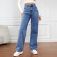 Jean délavé taille haute pour femme, pantalon en Denim polyvalent, jambe droite, Style décontracté