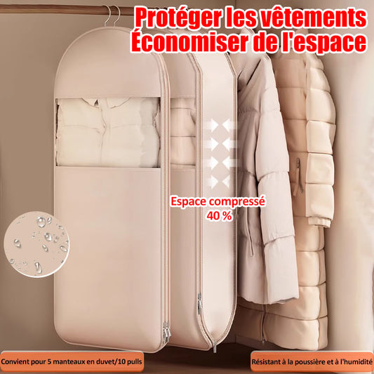🔥Offre 2025 - Organiseur de garde-robe suspendu peu encombrant avec fermeture éclair auto-compressante
