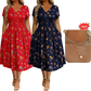 🌺👗Damenkleid mit V-Ausschnitt, Blumenmuster und gedrehter Taille