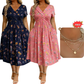 🌺👗Damenkleid mit V-Ausschnitt, Blumenmuster und gedrehter Taille