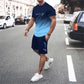 🔥VENTE CHAUDE🔥Ensemble T-shirt à dégradé de couleurs et short pour homme – Confort décontracté au quotidien