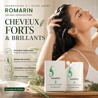 ✨ Shampooing hydratant aux acides aminés et au romarin — Nourrit le cuir chevelu, renforce chaque mèche ✨