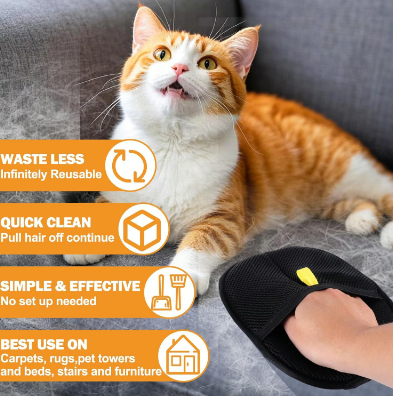 🐾🧤 Gants électrostatiques pour éliminer les poils d'animaux domestiques – Double face, efficaces, en silicone souple, lavables et réutilisables (polyvalents pour la maison et la voiture) !