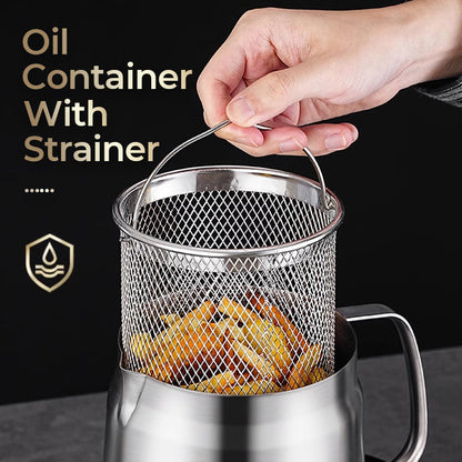 📢📢50 % DE RÉDUCTION !!! ✨Récipient Filtre à Huile Polyvalent - Grande Capacité - Acier Inoxydable 304🍟