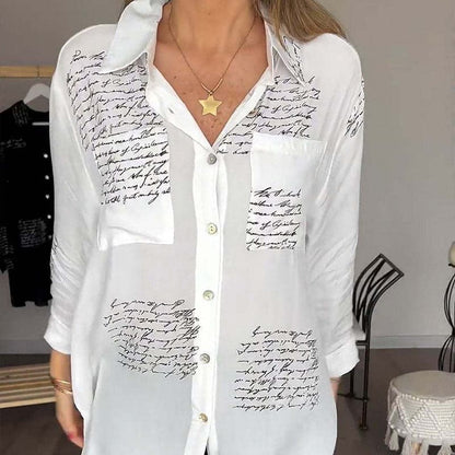 Chemise de coiffure à la mode imprimée à manches longues pour femmes