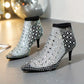 Chaussure à Talons Hauts en Maille à Bout Pointu avec Strass et Paillettes