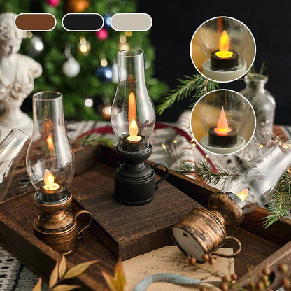 🔥 50% DE RÉDUCTION ! ✨Lampe à Kérosène Vintage LED avec Bougie Oscillante Électronique