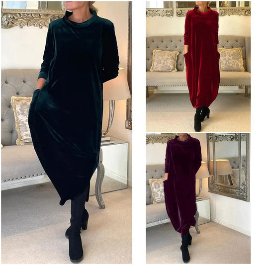 Robe longue amincissante à col rond💖