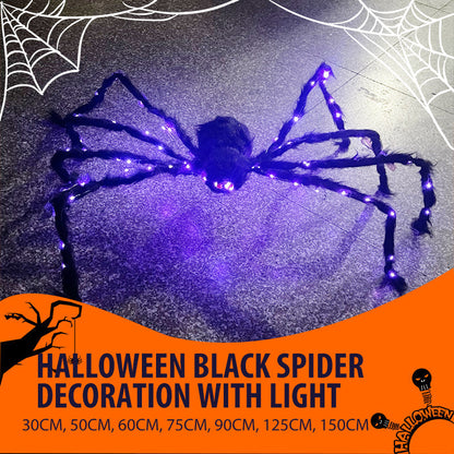 Décoration Araignée Noire d'Halloween avec Lumière