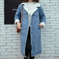 Manteau Long en Jean avec Doublure en Coton pour Femmes