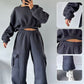 Ensemble 2 pièces pour femmes avec sweat-shirt à col rond et pantalon de survêtement