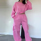 Ensemble 2 pièces pour femmes avec sweat-shirt à col rond et pantalon de survêtement