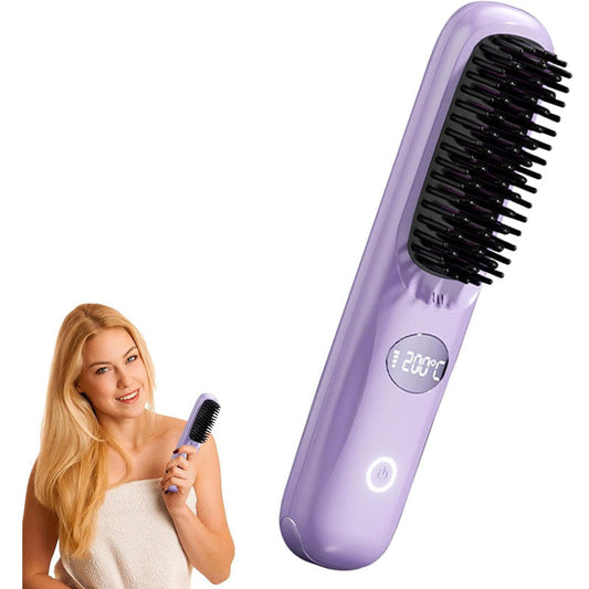 Brosse Lissante Sans Fil avec Écran LED pour Cheveux