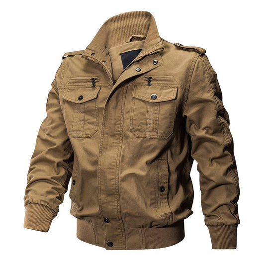 Veste Militaire à Col Montant Zippée pour Homme