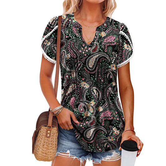 🔥👚【S-4XL】T-shirt imprimé à manches courtes pour femmes