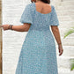 💗Spécial été - 50% de réduction💗Plus-size Short Sleeve Split Floral Print Dress