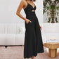 Robe longue à fines bretelles avec découpe frontale pour femmes