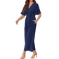 Combinaison élégante à col en V et à jambes larges avec ceinture à la taille pour femme