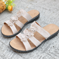 Sandales à enfiler à ornements floraux pour femmes