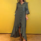 Robe Chemise à Boutons avec Volants à l’Ourlet pour Femme