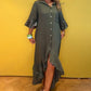 Robe Chemise à Boutons avec Volants à l’Ourlet pour Femme