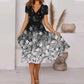 Robe fluide à imprimé pour femme avec col en V