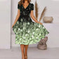Robe fluide à imprimé pour femme avec col en V