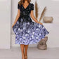Robe fluide à imprimé pour femme avec col en V