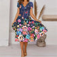 Robe fluide à imprimé pour femme avec col en V