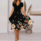 Robe fluide à imprimé pour femme avec col en V