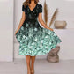 Robe fluide à imprimé pour femme avec col en V