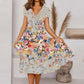 Robe fluide à imprimé pour femme avec col en V